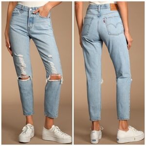 LEVI'S Premium Wedgie High-Rise Ripped Denim Cropped Jeans 26 Luxor Found Out